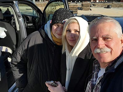 refugees ready to ride to safety in van